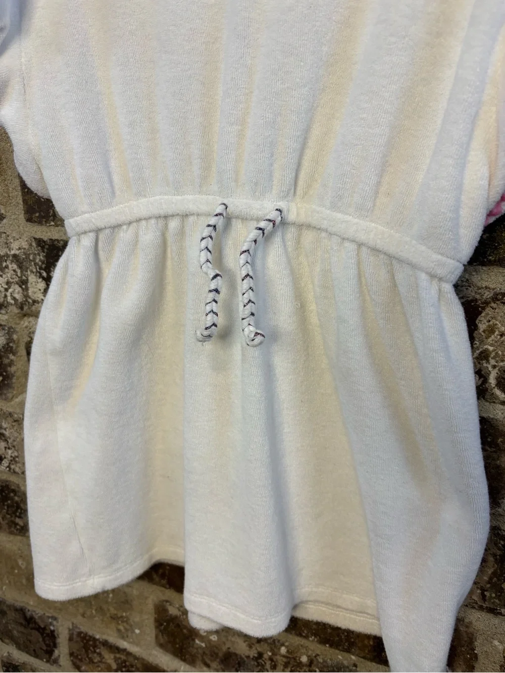 Gymboree White Terry Tunic with Pink Pom Trim L 10/12